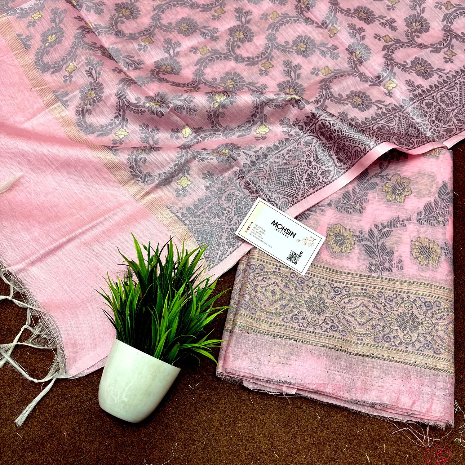 Pink Resham Banarasi Silk Suit