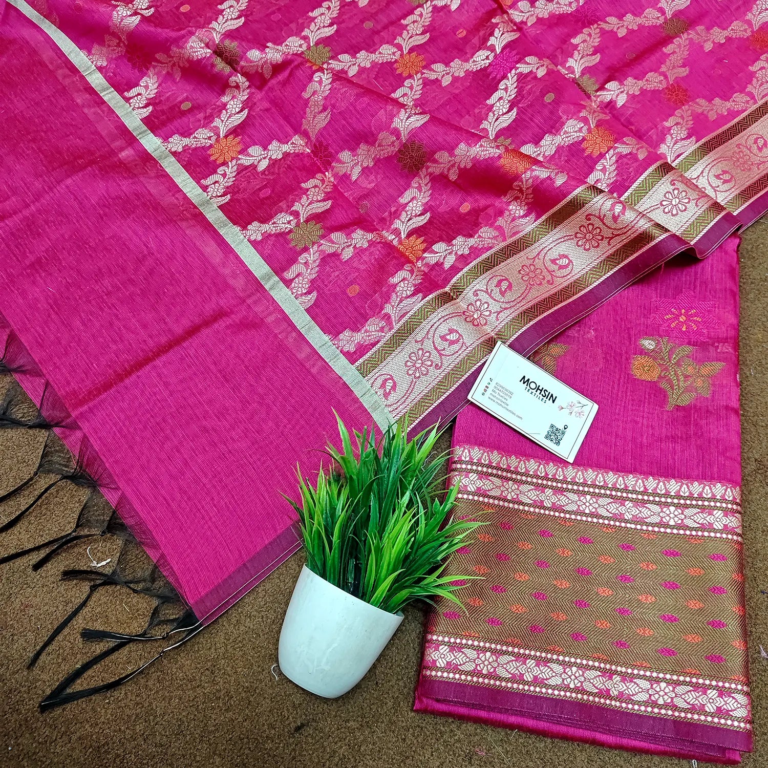 Pink Resham Banarasi Silk Suit