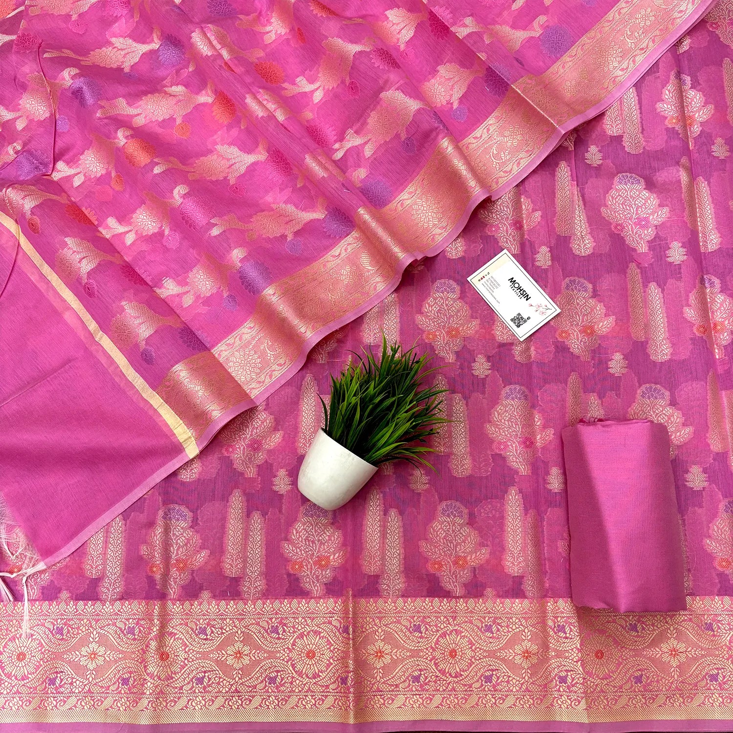 Pink Resham Banarasi Silk Suit
