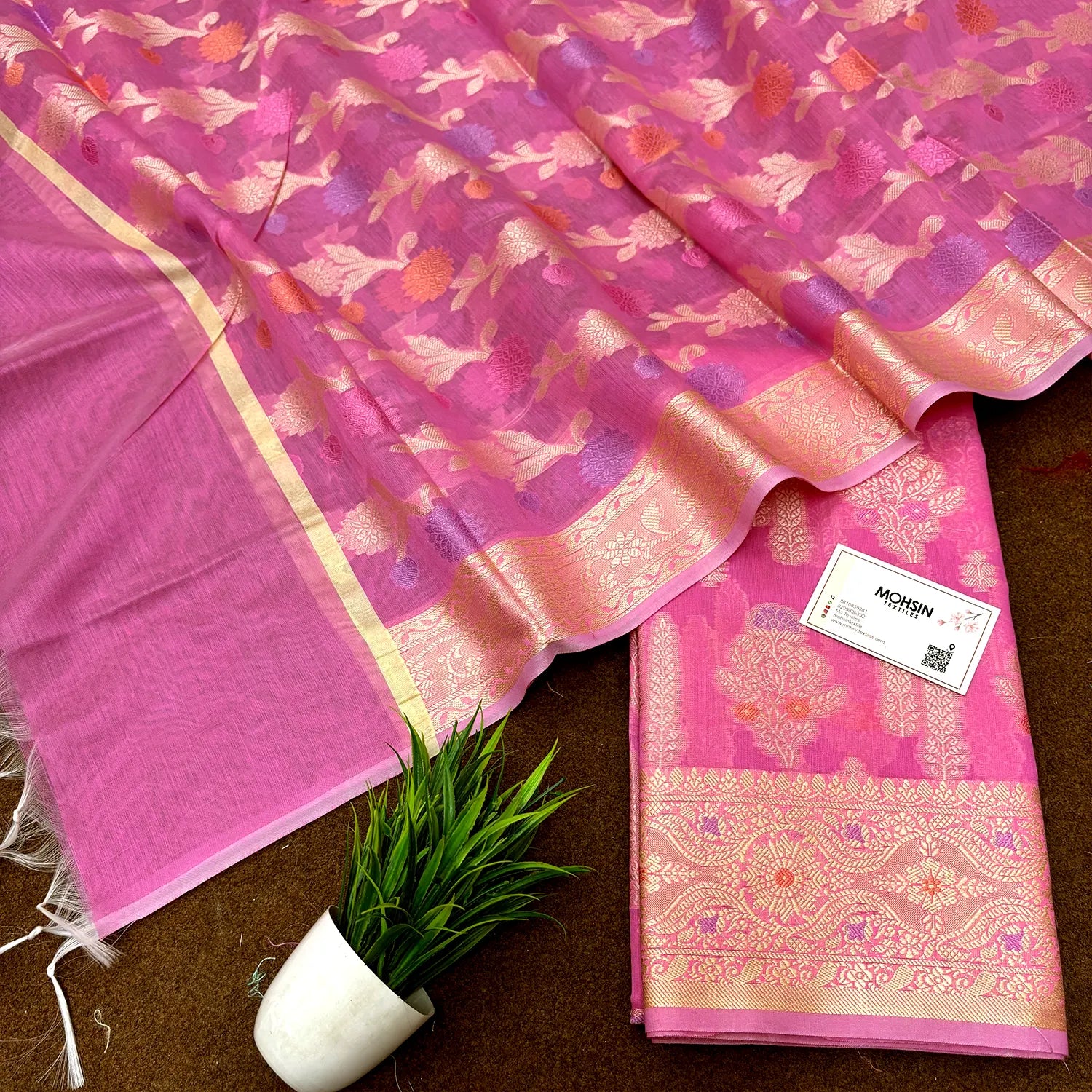 Pink Resham Banarasi Silk Suit