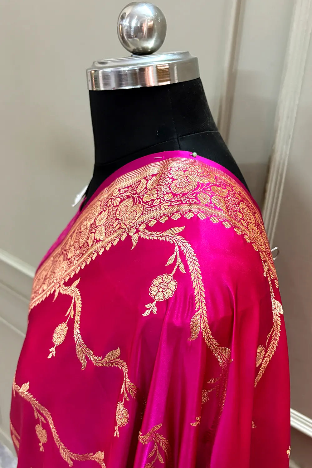 Pink Rowa Laher Katan Silk Banarasi Saree