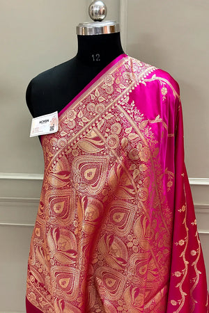 Pink Rowa Laher Katan Silk Banarasi Saree