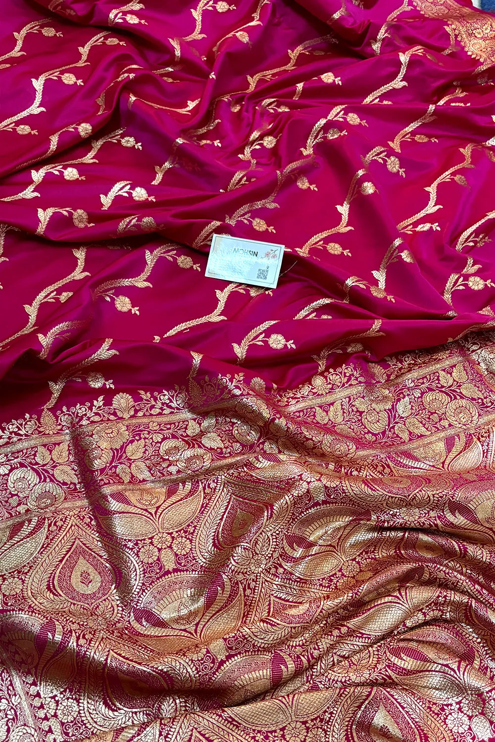 Pink Rowa Laher Katan Silk Banarasi Saree