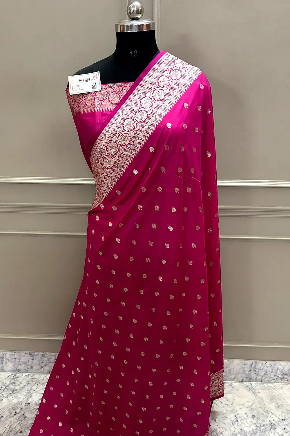 Pink Rudraksha Buti Katan Silk Banarasi Saree