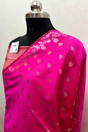 Pink Semi Katan Silk Banarasi Saree