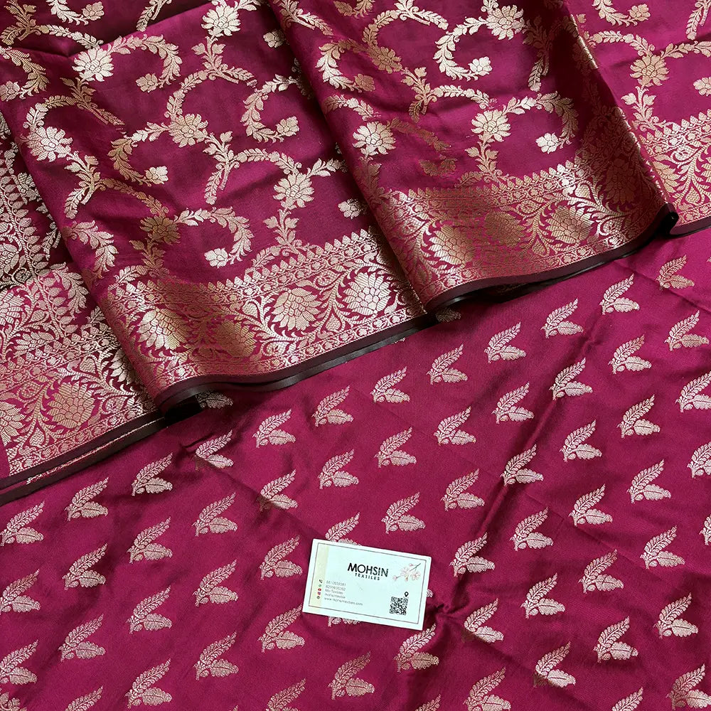 Pink Semi Katan Silk Banarasi Suit