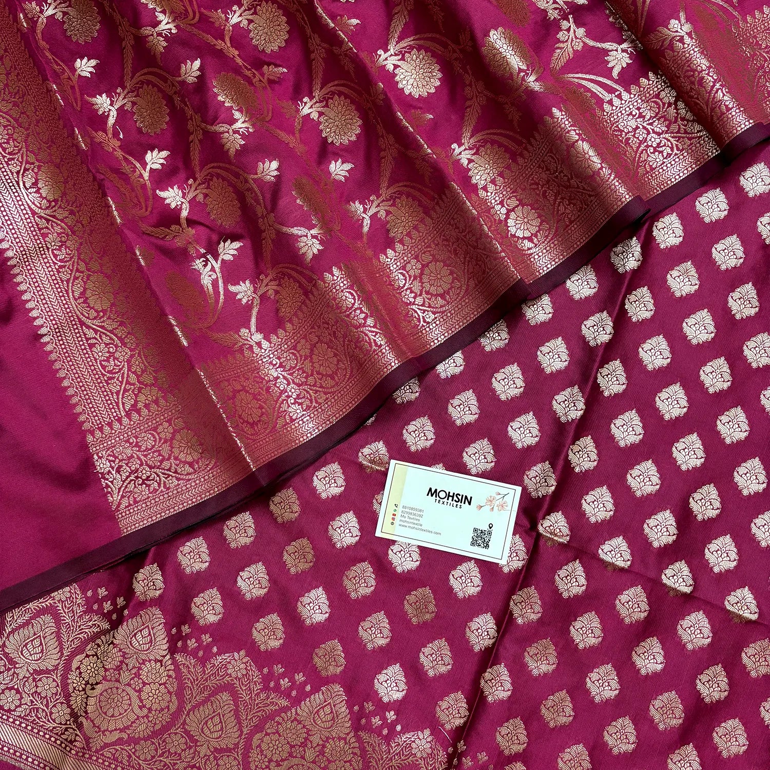 Pink Singhasan Buti Semi Katan Silk Banarasi Suit