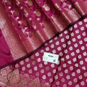 Pink Singhasan Buti Semi Katan Silk Banarasi Suit