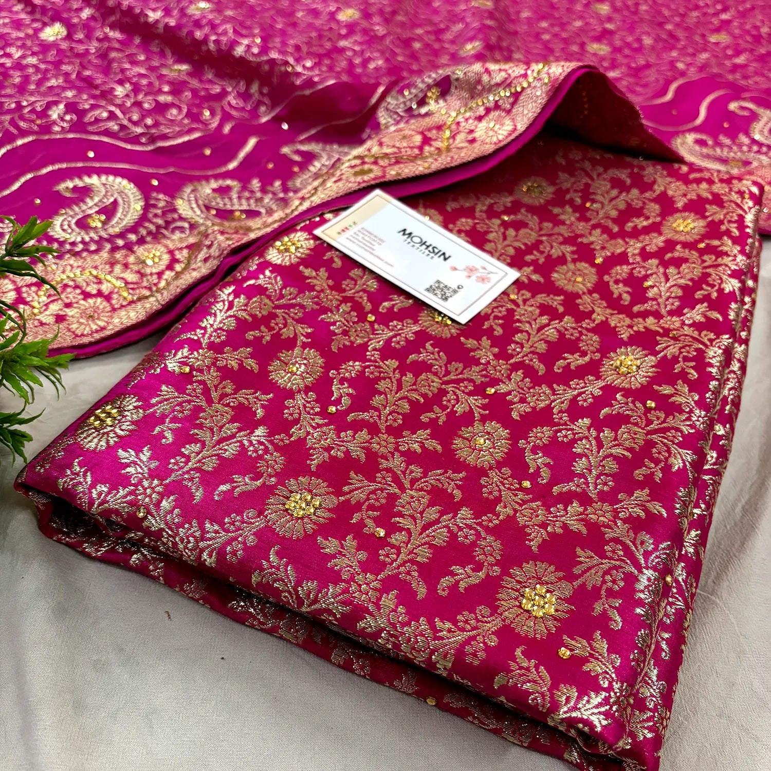 Pink Stone Work Kimkhab Silk Banarasi Gharara