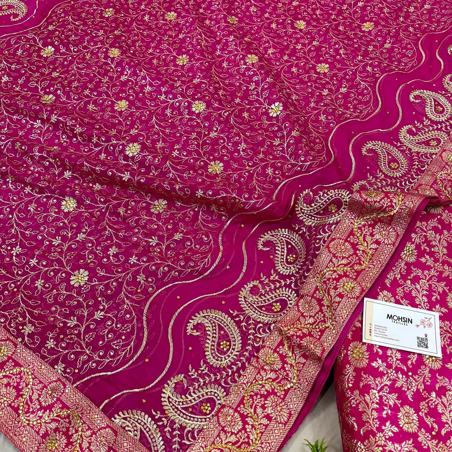 Pink Stone Work Kimkhab Silk Banarasi Gharara