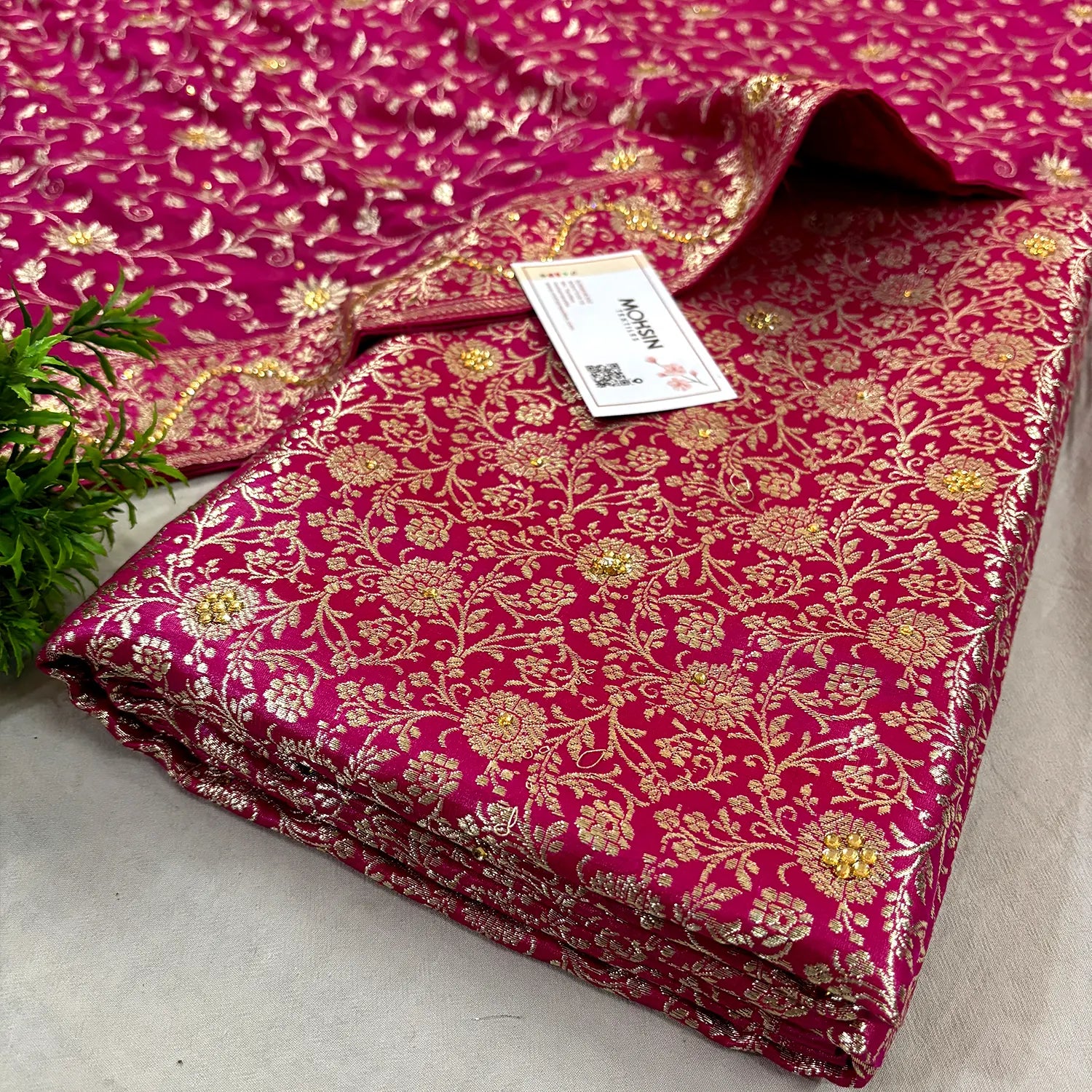 Pink Stone Work Kimkhab Silk Banarasi Gharara