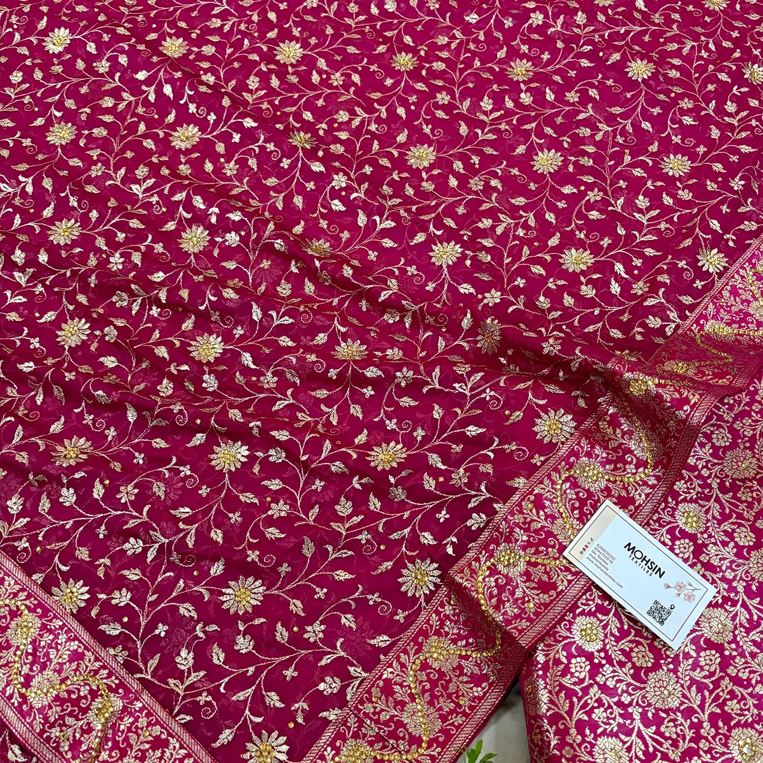 Pink Stone Work Kimkhab Silk Banarasi Gharara