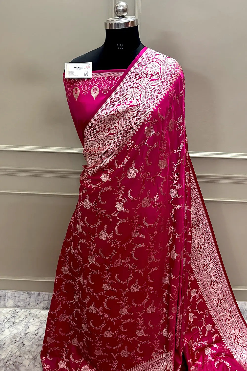 Pista Suhani Jaal Katan Mashru Silk Banarasi Saree
