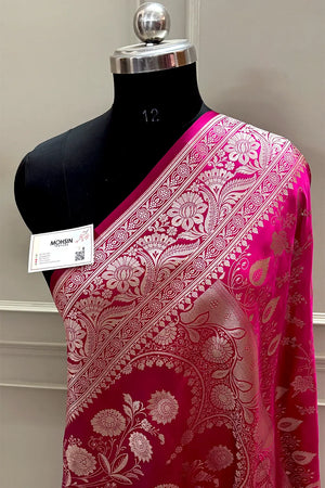 Pista Suhani Jaal Katan Mashru Silk Banarasi Saree
