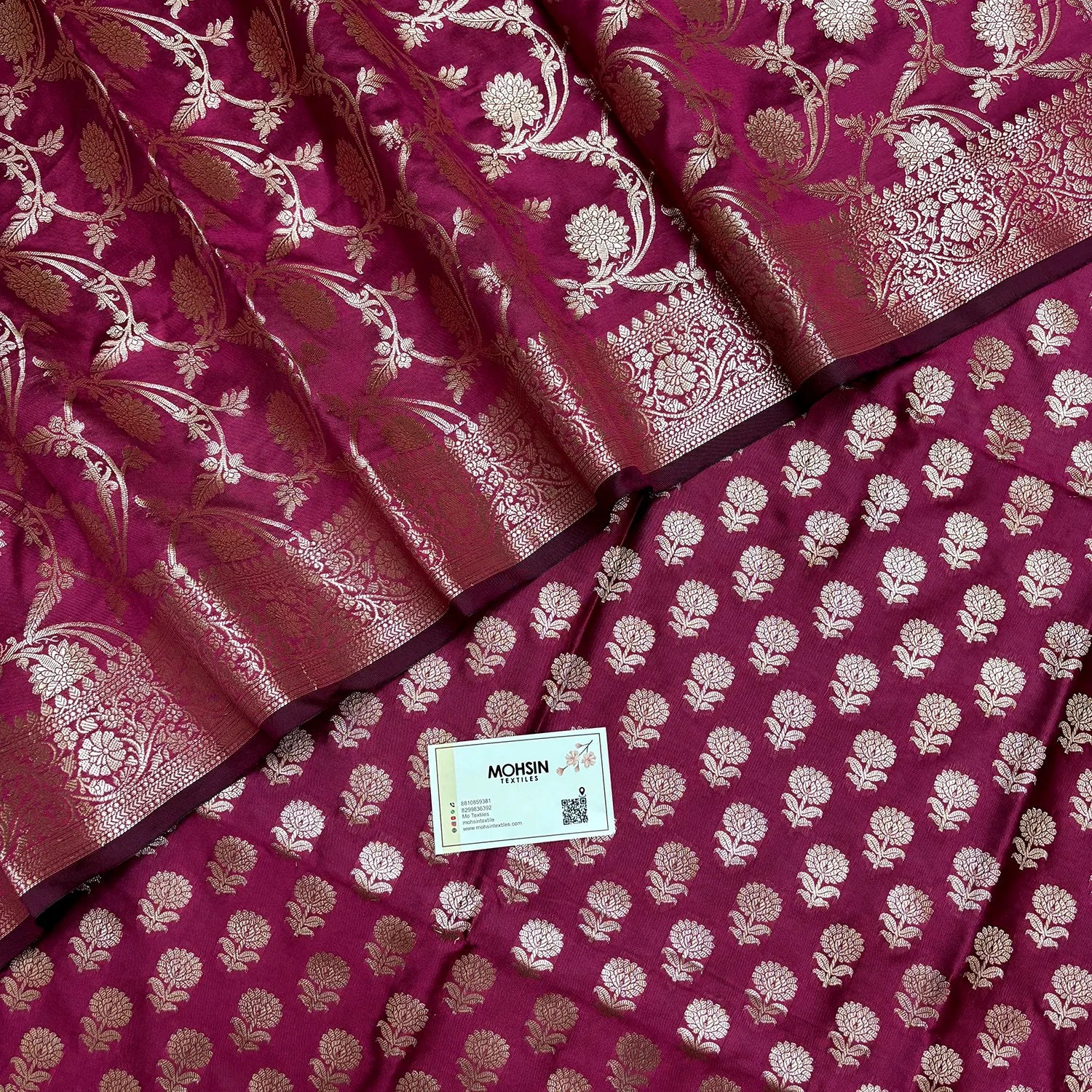 Pink Sunflower Semi Katan Silk Banarasi Suit