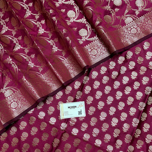 Pink Sunflower Semi Katan Silk Banarasi Suit