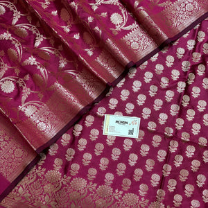 Pink Sunflower Semi Katan Silk Banarasi Suit