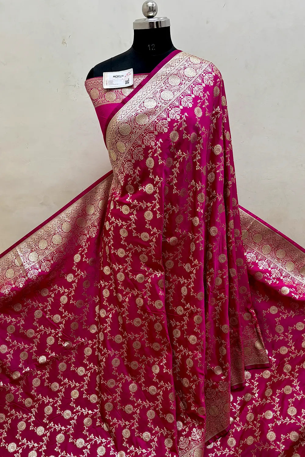 Pink Surajmukhi Jaal Katan Silk Banarasi Saree
