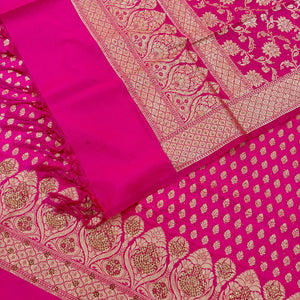 Pink Swarovski Kalli Buti Katan Silk Banarasi Suit