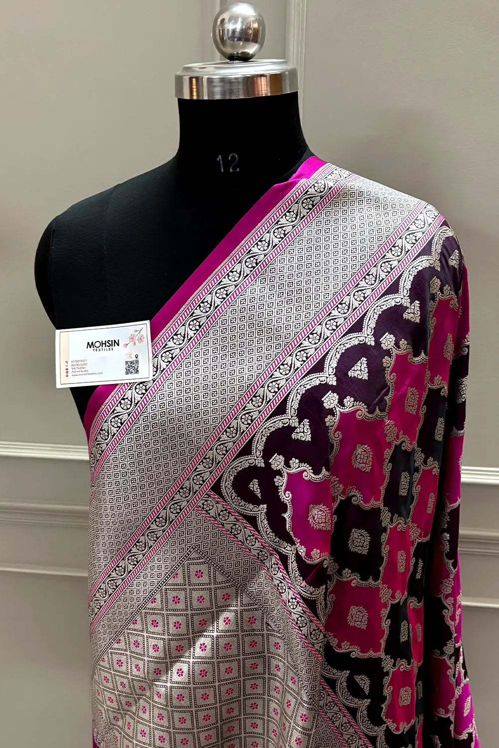 Pink Wine Rangkaat Zari Katan Mashru Silk Banarasi Saree