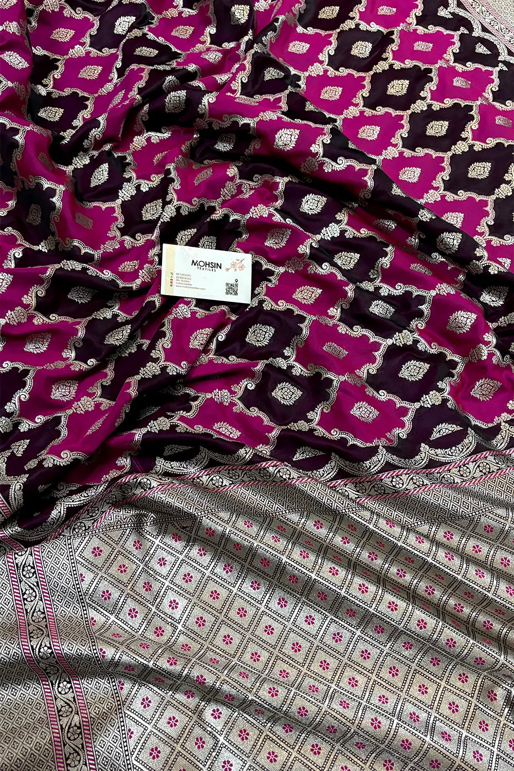 Pink Wine Rangkaat Zari Katan Mashru Silk Banarasi Saree