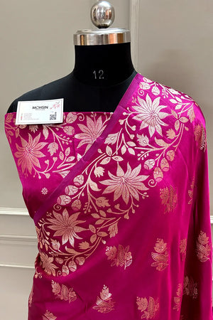 Pink Zari Banarasi Silk Saree