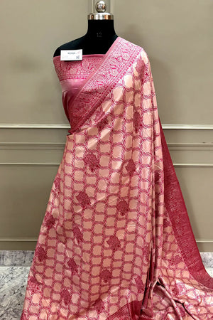 Pink Zari Banarasi Silk Saree