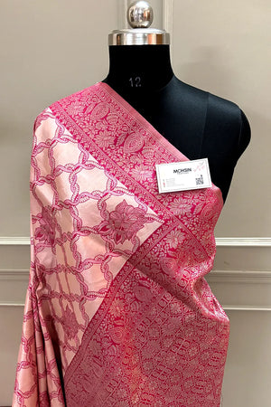 Pink Zari Banarasi Silk Saree