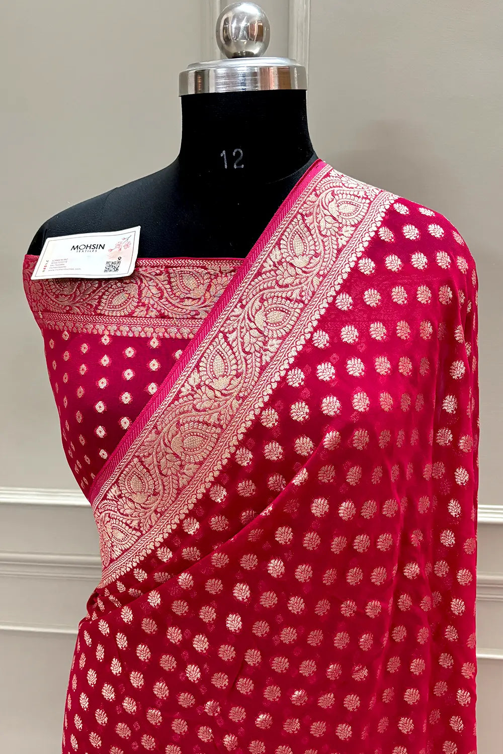 Pink Zari Georgette Silk Banarasi Saree