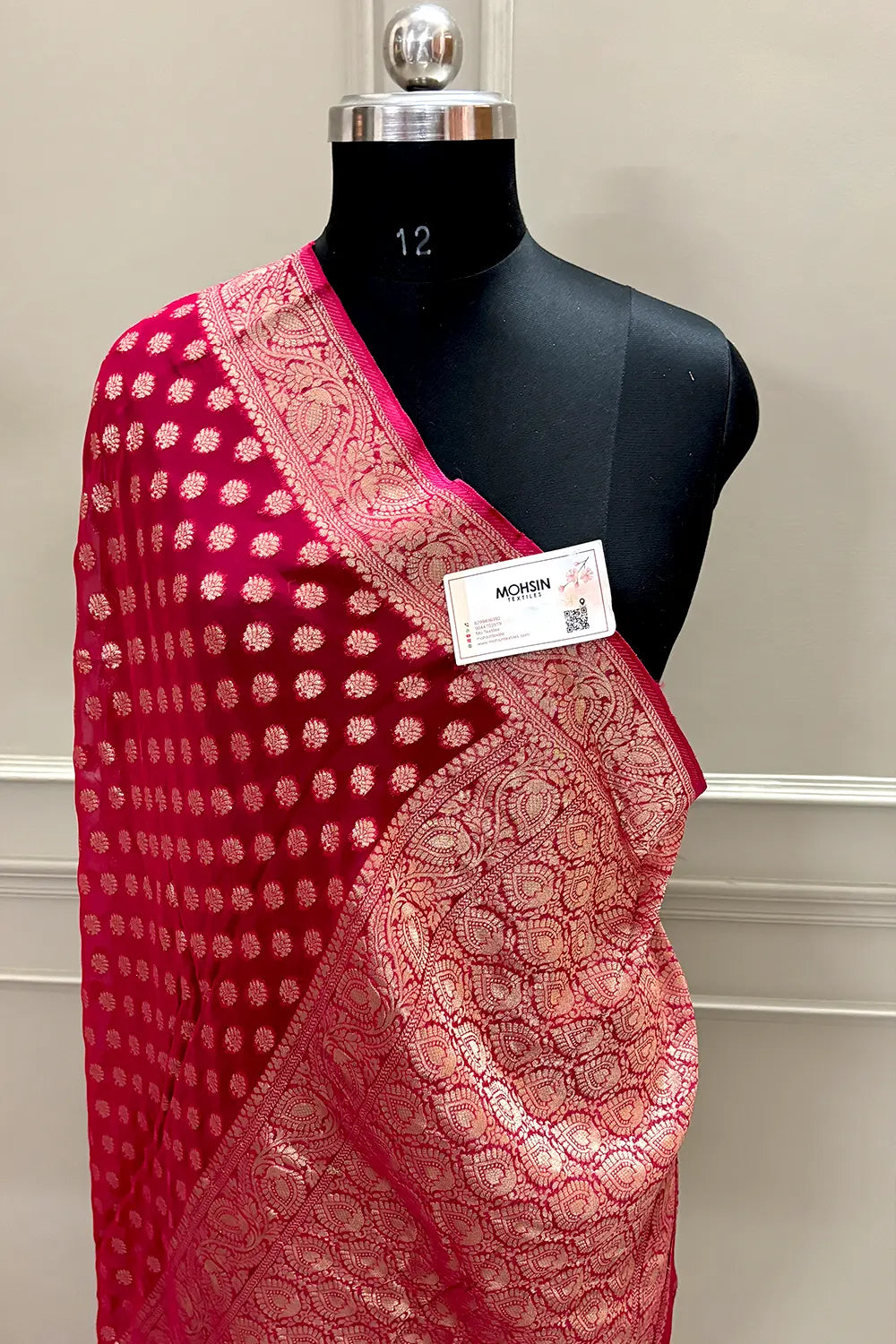 Pink Zari Georgette Silk Banarasi Saree