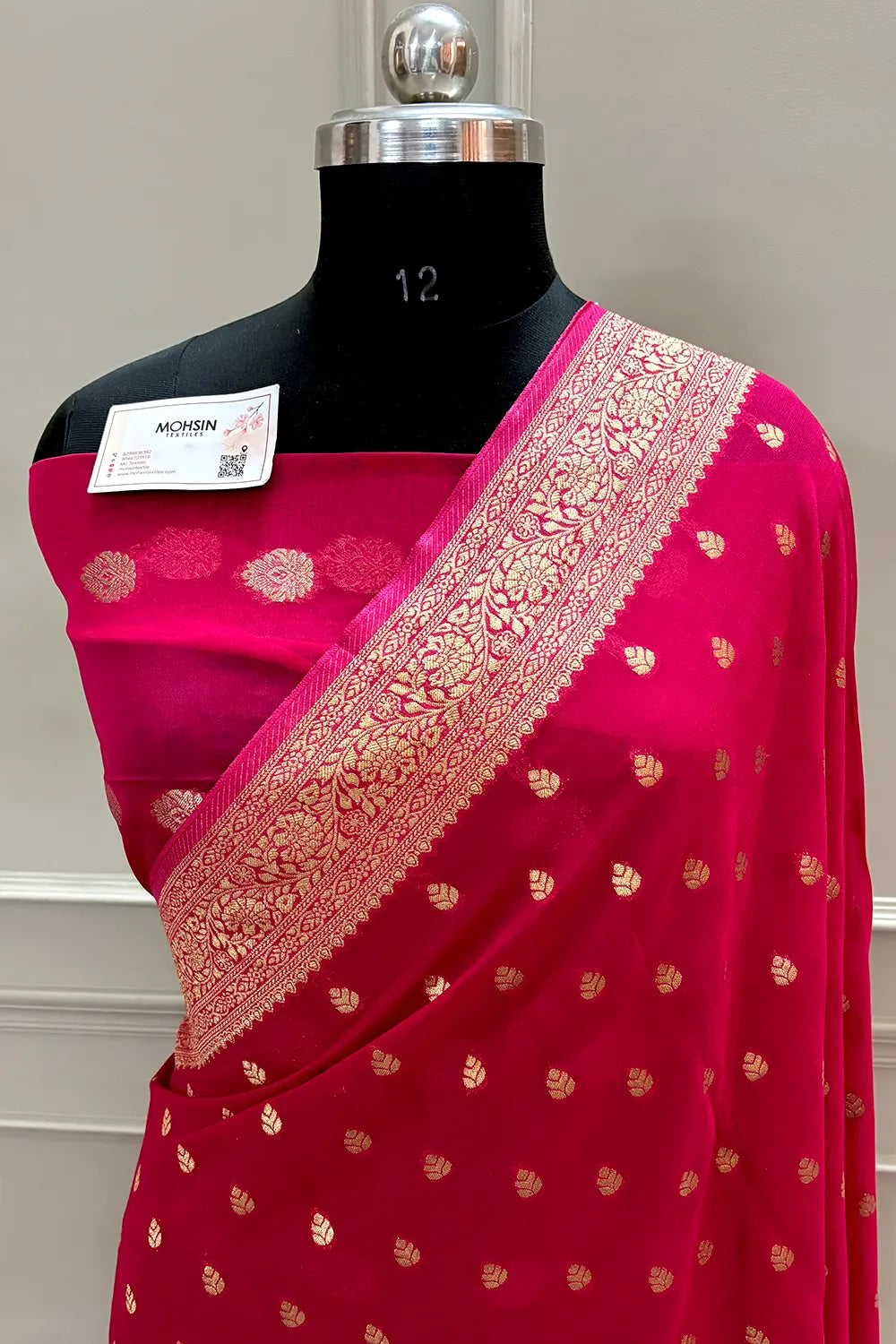 Pink Zari Georgette Silk Banarasi Saree