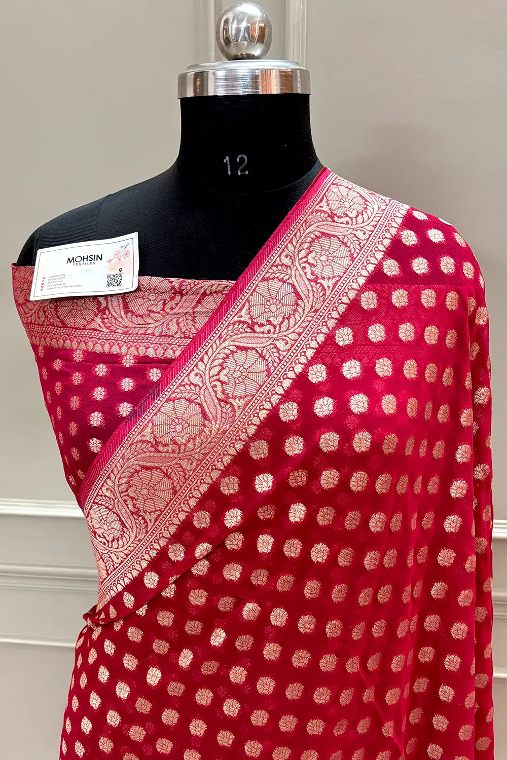 Pink Zari Georgette Silk Banarasi Saree