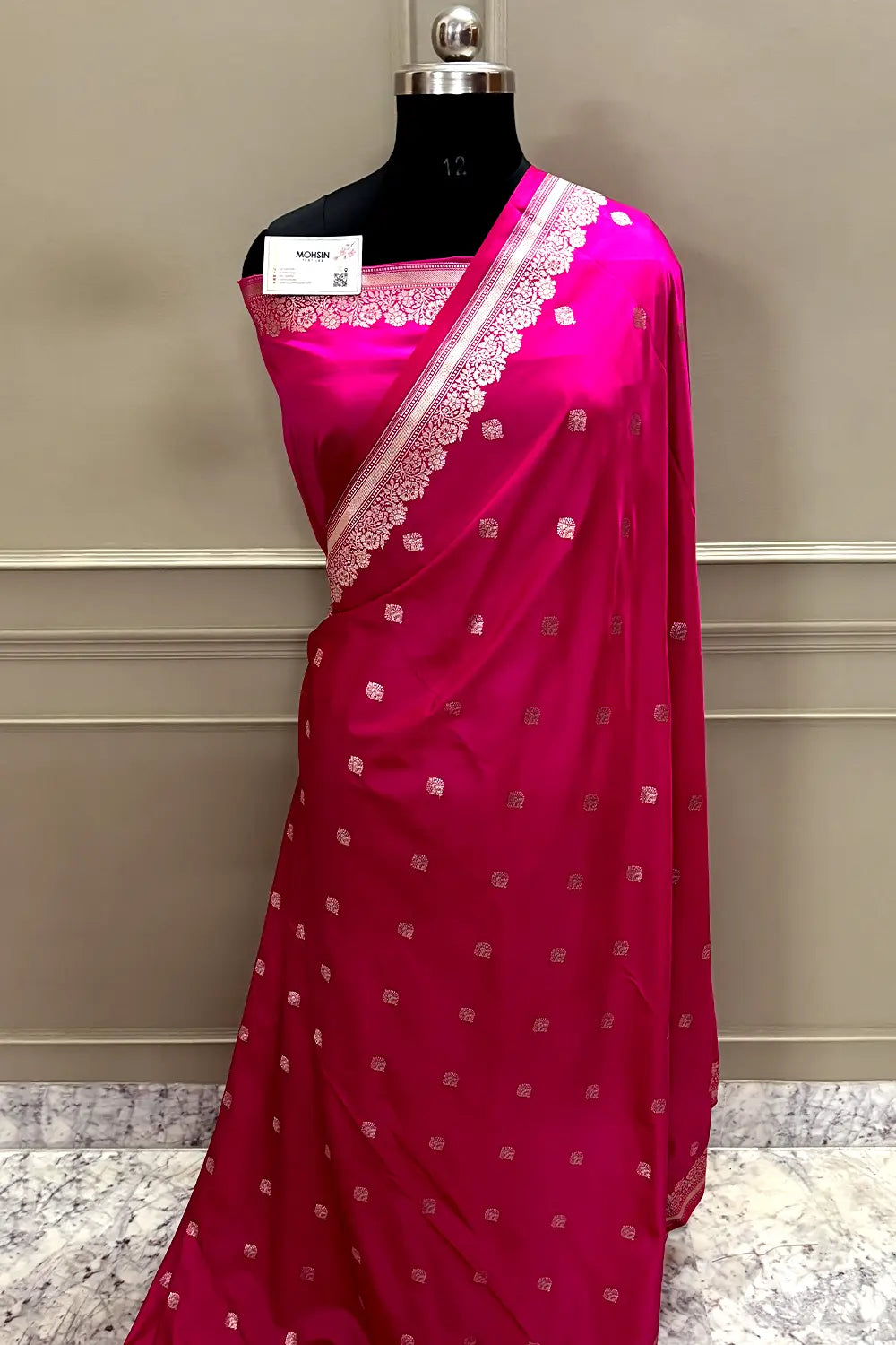 Pink Zari Katan Mashru Silk Banarasi Saree