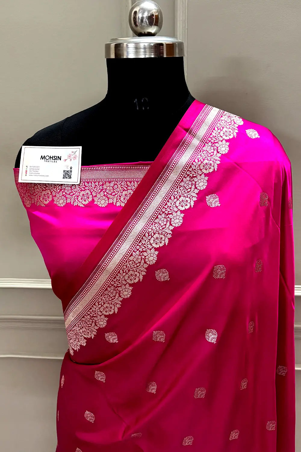 Pink Zari Katan Mashru Silk Banarasi Saree