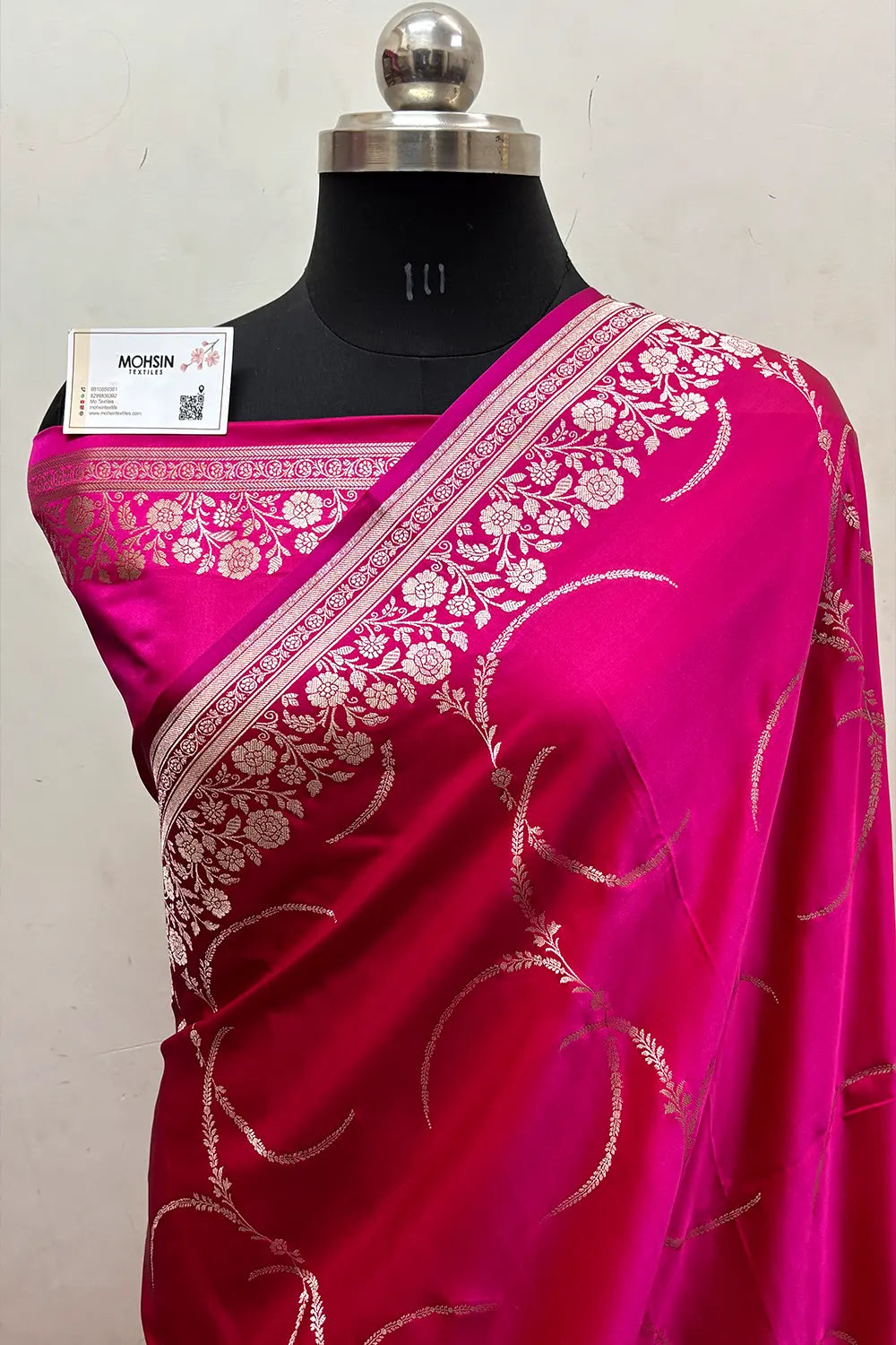 Pink Zari Katan Mashru Silk Banarasi Saree