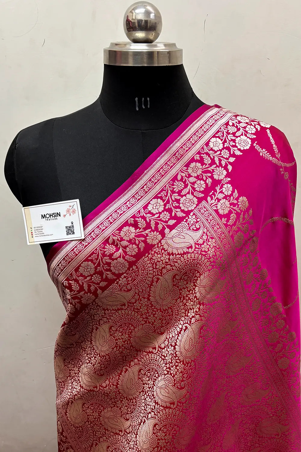 Pink Zari Katan Mashru Silk Banarasi Saree