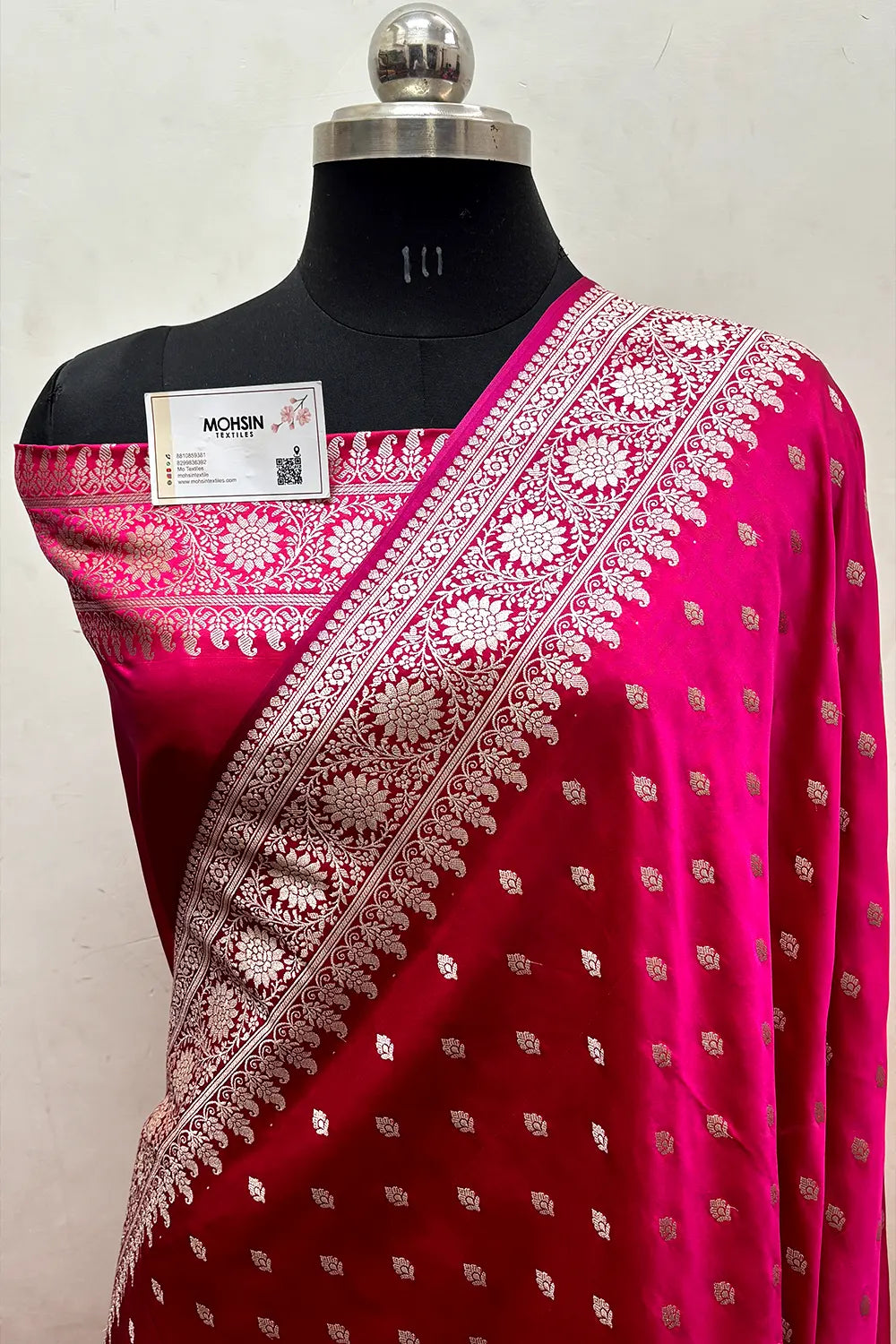 Pink Zari Katan Mashru Silk Banarasi Saree