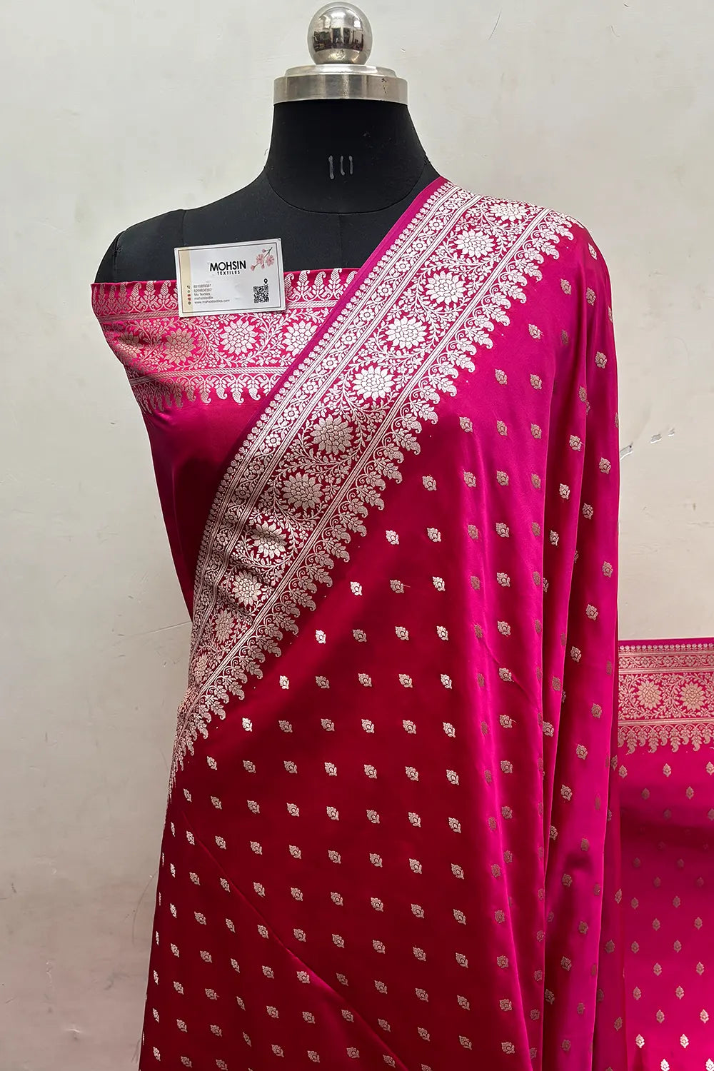 Pink Zari Katan Mashru Silk Banarasi Saree