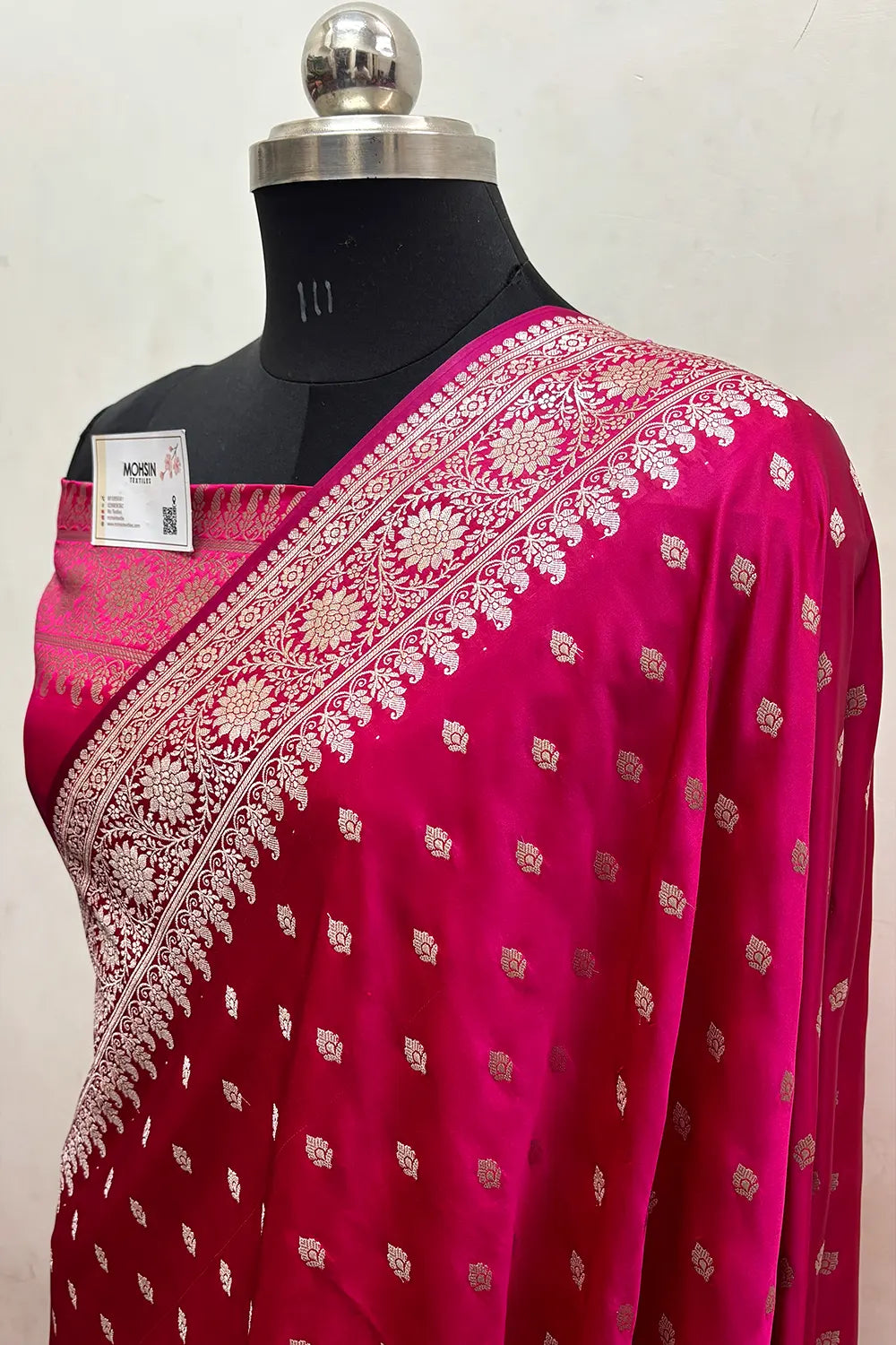 Pink Zari Katan Mashru Silk Banarasi Saree