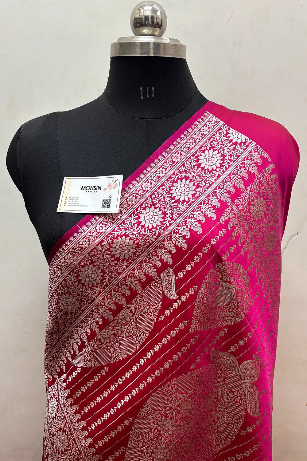 Pink Zari Katan Mashru Silk Banarasi Saree
