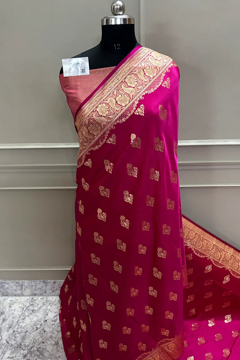 Pink  Zari Katan Satin Silk Banarasi Saree