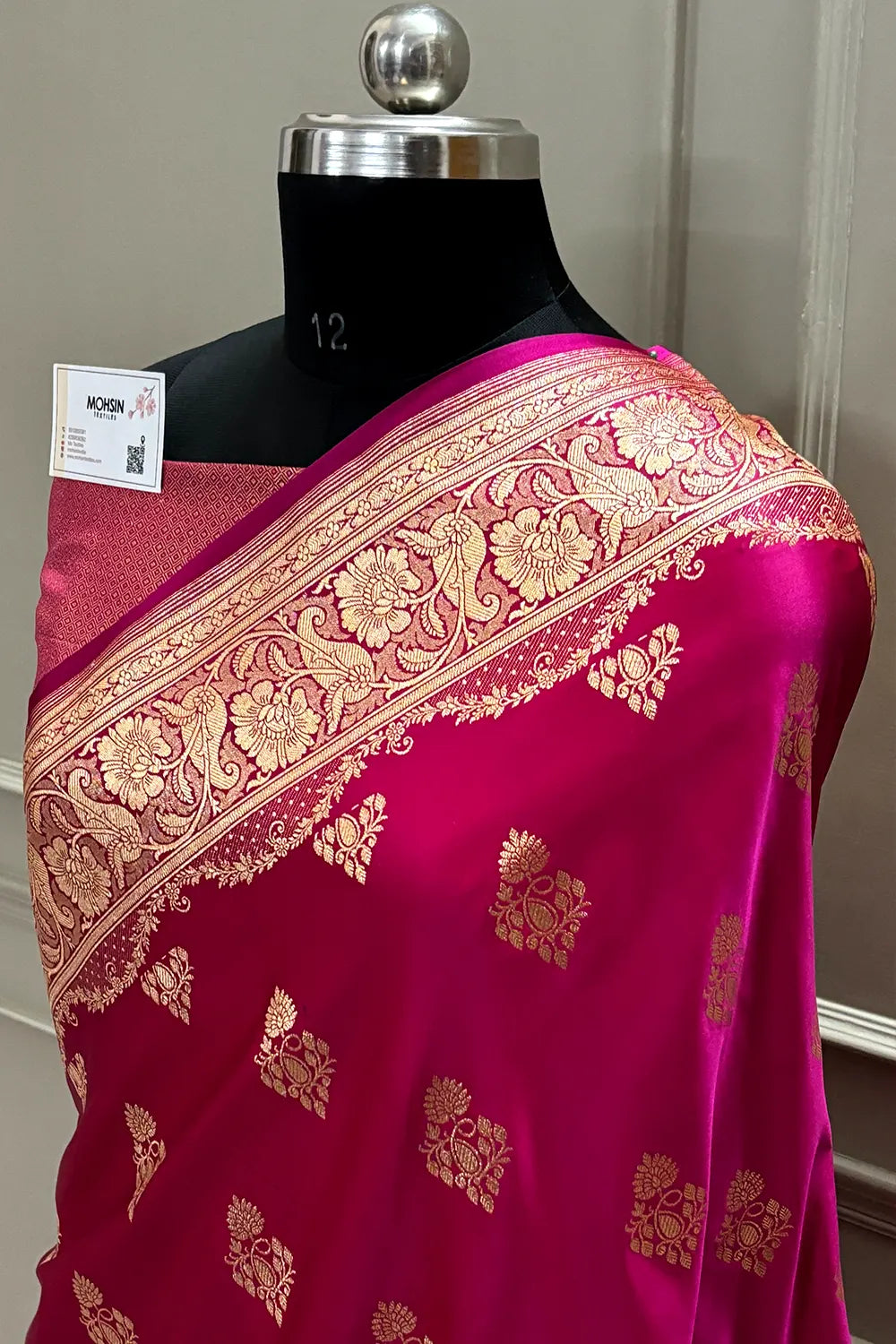 Pink  Zari Katan Satin Silk Banarasi Saree