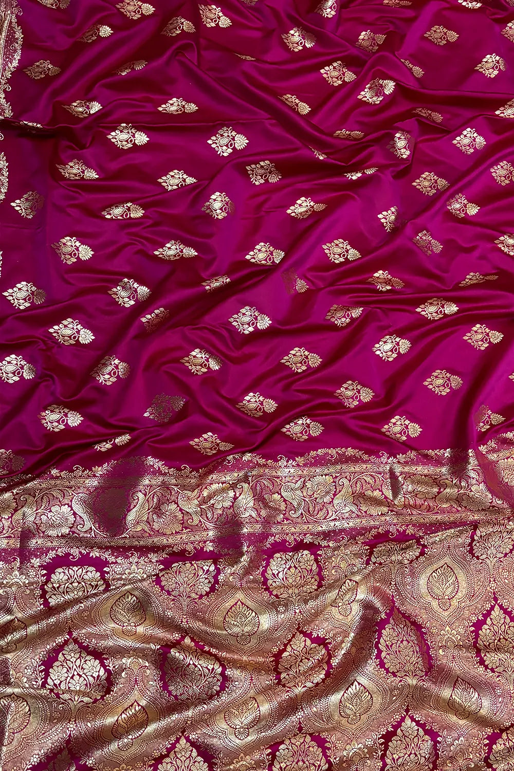 Pink  Zari Katan Satin Silk Banarasi Saree