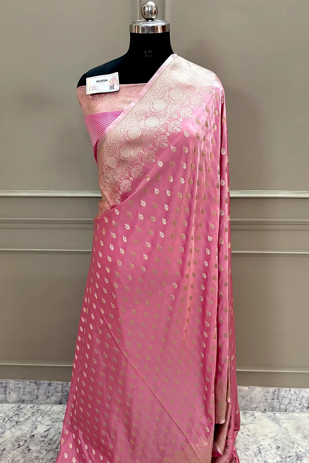Pink Zari Katan Silk Banarasi Saree