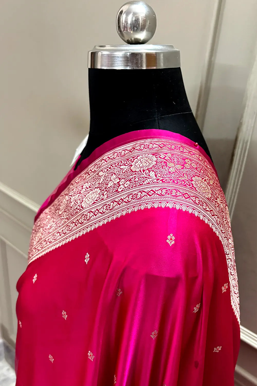 Pink Zari Katan Silk Banarasi Saree