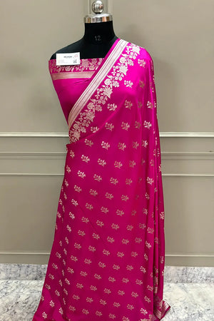 Pink Zari Katan Silk Banarasi Saree
