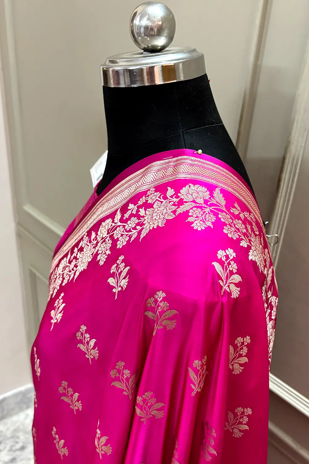 Pink Zari Katan Silk Banarasi Saree