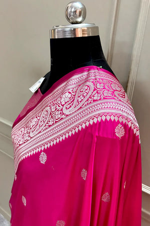 Pink Zari Katan Silk Banarasi Saree