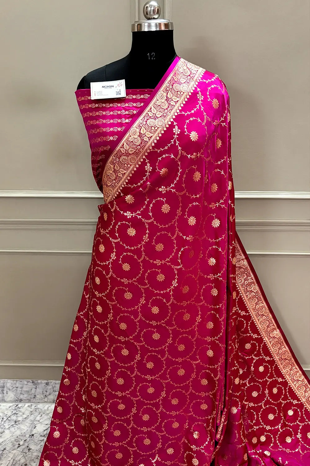 Pink Zari Katan Silk Banarasi Saree