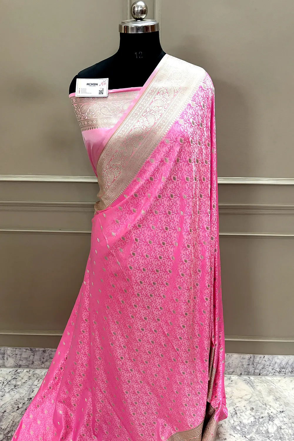 Pink Zari Katan Silk Banarasi Saree